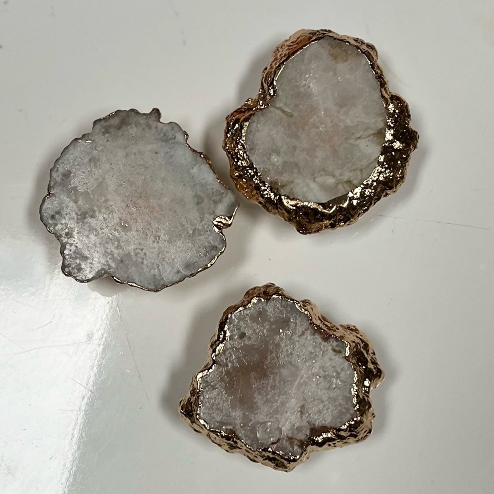 Gold-Trimmed agate drawer knobs